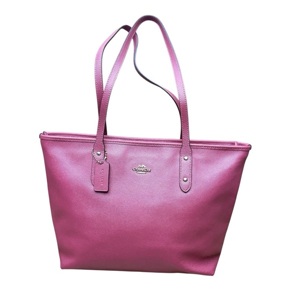 Coach and Four Handbags - Coach F37785 Leather City Zip Tote Handbag Purse Shoulder Bag Fuchsia